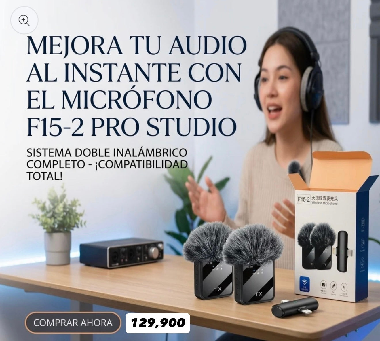 Micrófono Inalámbrico ProStudio™ - Cancelación de Ruido Plug & Play (Colombia)